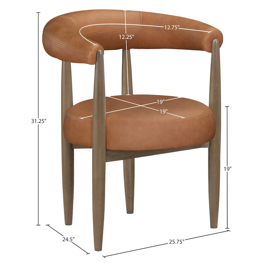 Sable Cognac Vegan Leather Upholstered Dining Chair