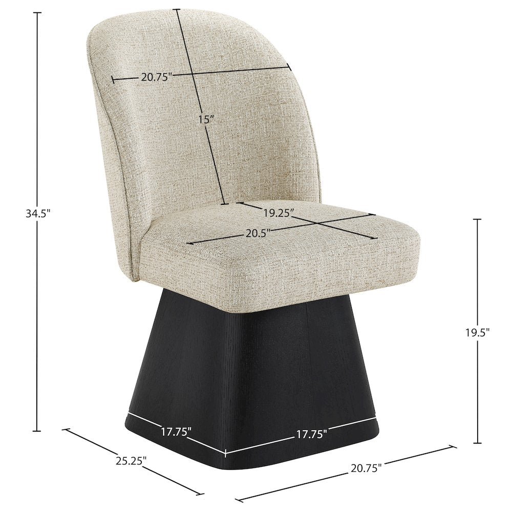 Marlowe Beige Linen Textured Fabric Upholstered Swivel Dining Side Chair