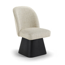 Marlowe Beige Linen Textured Fabric Upholstered Swivel Dining Side Chair