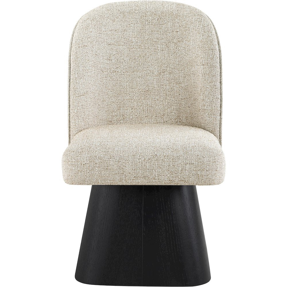 Marlowe Beige Linen Textured Fabric Upholstered Swivel Dining Side Chair