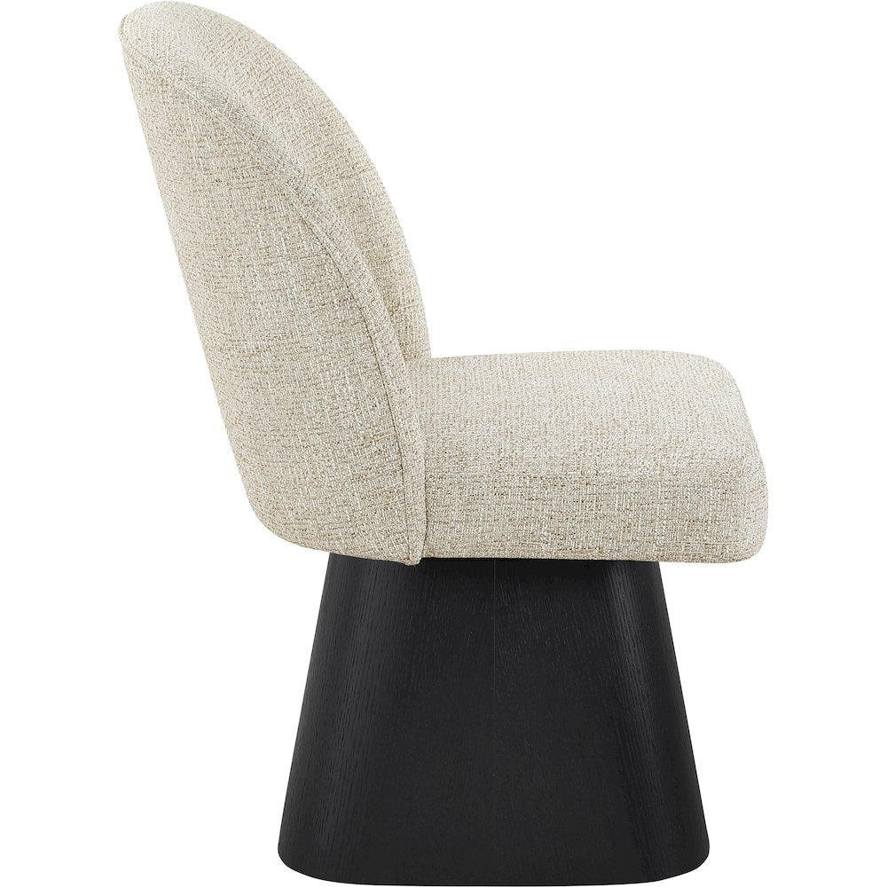Marlowe Beige Linen Textured Fabric Upholstered Swivel Dining Side Chair
