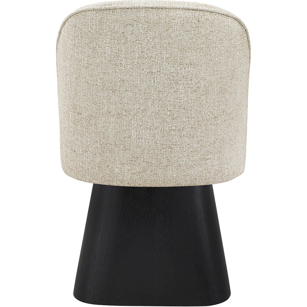 Marlowe Beige Linen Textured Fabric Upholstered Swivel Dining Side Chair