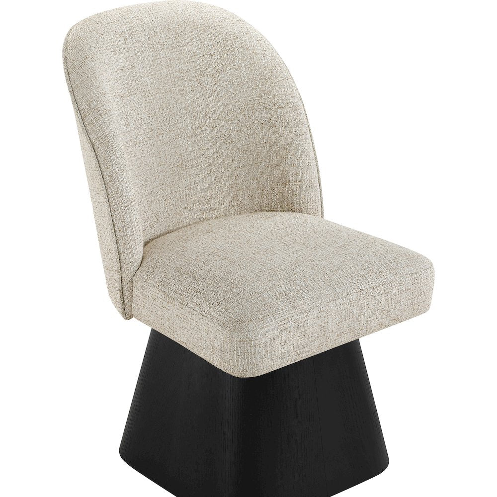 Marlowe Beige Linen Textured Fabric Upholstered Swivel Dining Side Chair