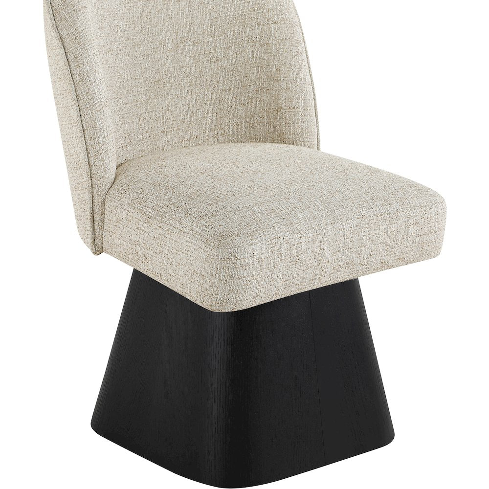 Marlowe Beige Linen Textured Fabric Upholstered Swivel Dining Side Chair