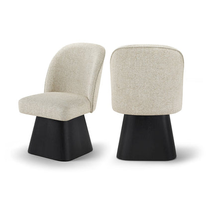 Marlowe Beige Linen Textured Fabric Upholstered Swivel Dining Side Chair