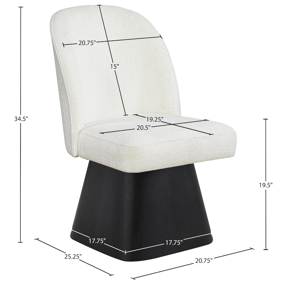 Marlowe Cream Linen Textured Fabric Upholstered Swivel Dining Side Chair