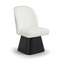 Marlowe Cream Linen Textured Fabric Upholstered Swivel Dining Side Chair