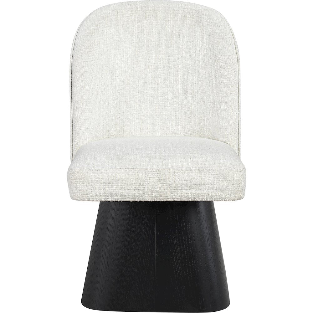 Marlowe Cream Linen Textured Fabric Upholstered Swivel Dining Side Chair