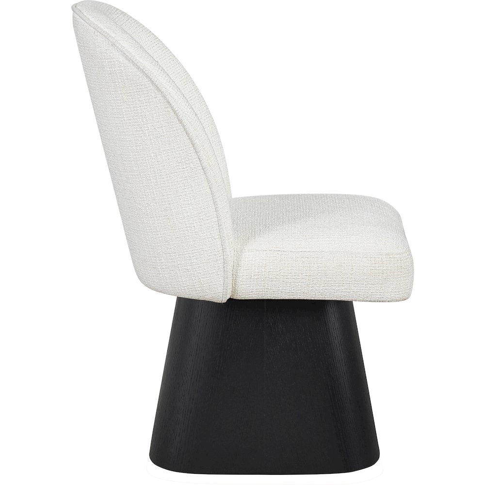 Marlowe Cream Linen Textured Fabric Upholstered Swivel Dining Side Chair
