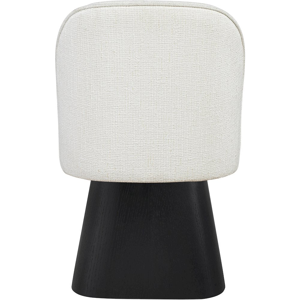 Marlowe Cream Linen Textured Fabric Upholstered Swivel Dining Side Chair