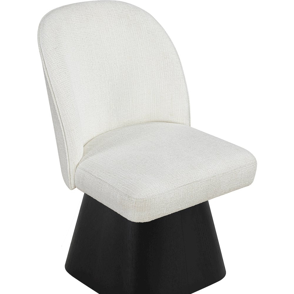 Marlowe Cream Linen Textured Fabric Upholstered Swivel Dining Side Chair