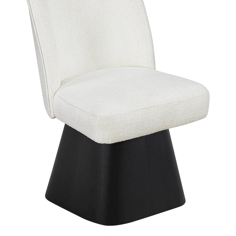 Marlowe Cream Linen Textured Fabric Upholstered Swivel Dining Side Chair