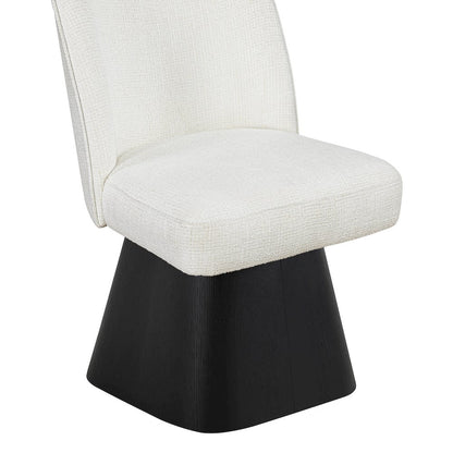 Marlowe Cream Linen Textured Fabric Upholstered Swivel Dining Side Chair
