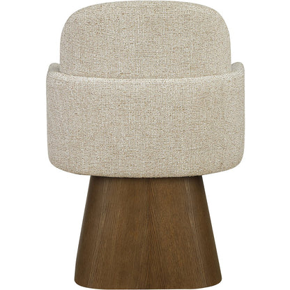 Marlowe Beige Linen Textured Fabric Upholstered Swivel Dining Arm Chair