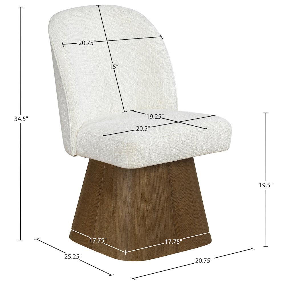 Marlowe Cream Linen Textured Fabric Upholstered Swivel Dining Side Chair