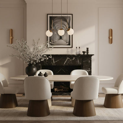 Marlowe Cream Linen Textured Fabric Upholstered Swivel Dining Side Chair