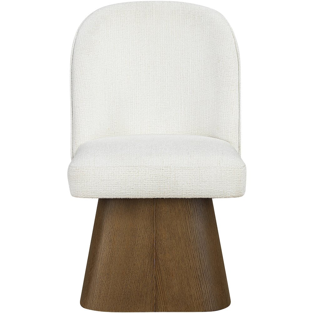 Marlowe Cream Linen Textured Fabric Upholstered Swivel Dining Side Chair