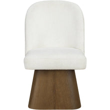 Marlowe Cream Linen Textured Fabric Upholstered Swivel Dining Side Chair