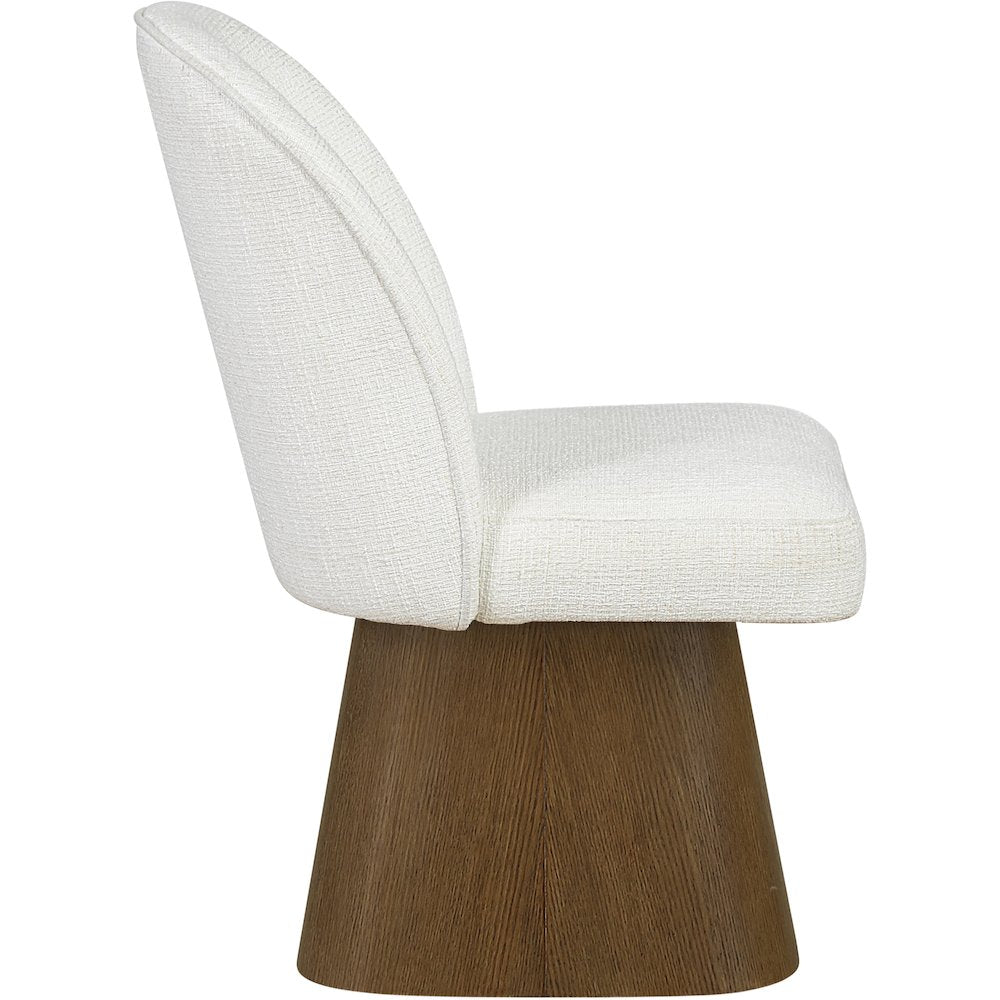 Marlowe Cream Linen Textured Fabric Upholstered Swivel Dining Side Chair
