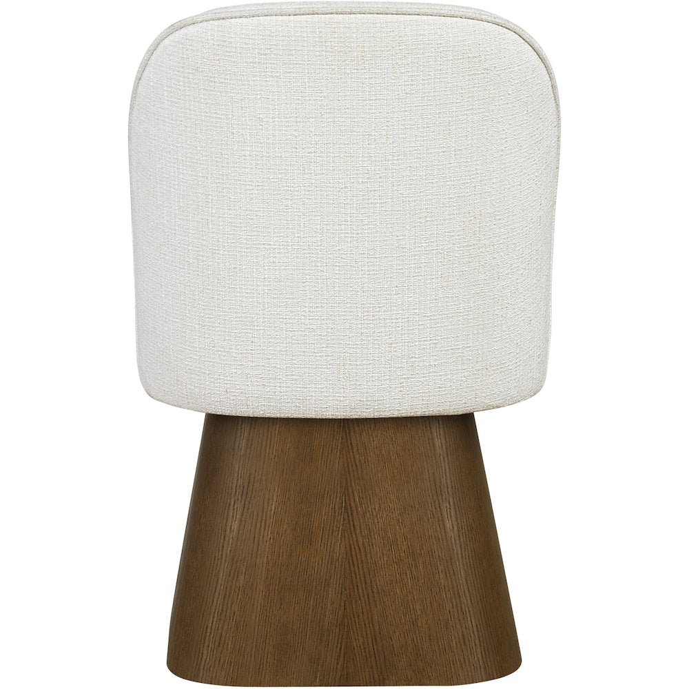Marlowe Cream Linen Textured Fabric Upholstered Swivel Dining Side Chair