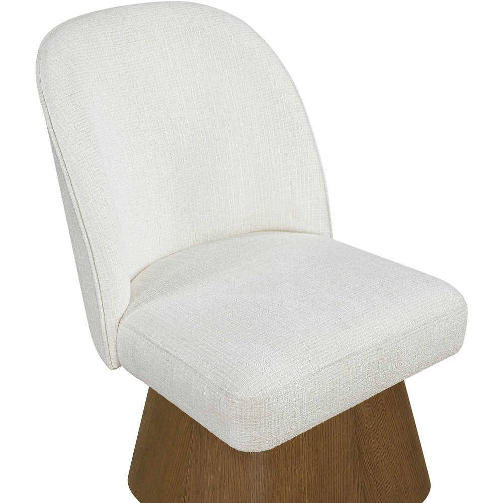 Marlowe Cream Linen Textured Fabric Upholstered Swivel Dining Side Chair