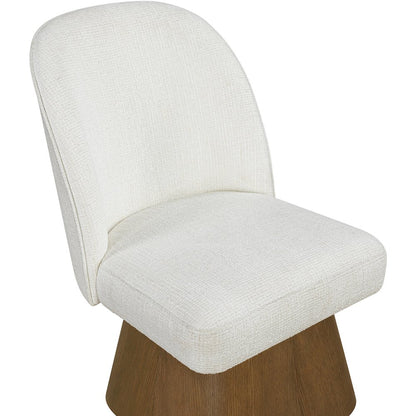 Marlowe Cream Linen Textured Fabric Upholstered Swivel Dining Side Chair