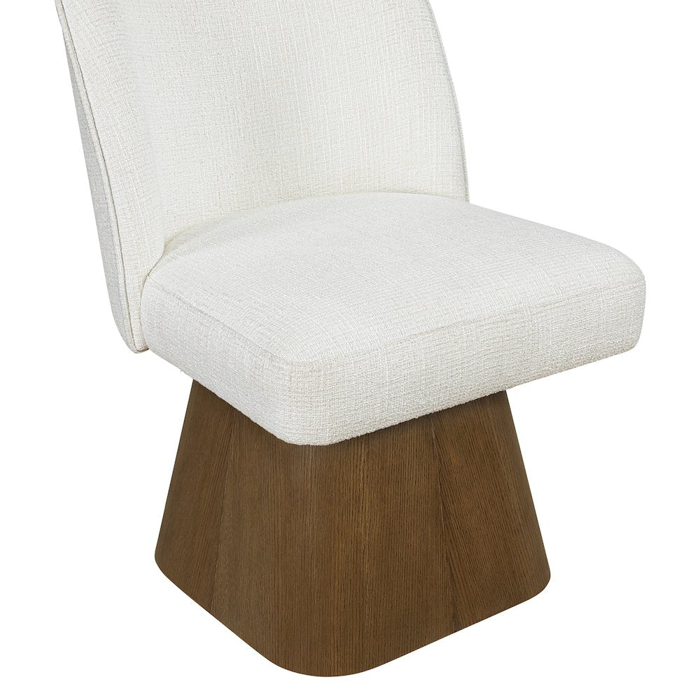 Marlowe Cream Linen Textured Fabric Upholstered Swivel Dining Side Chair