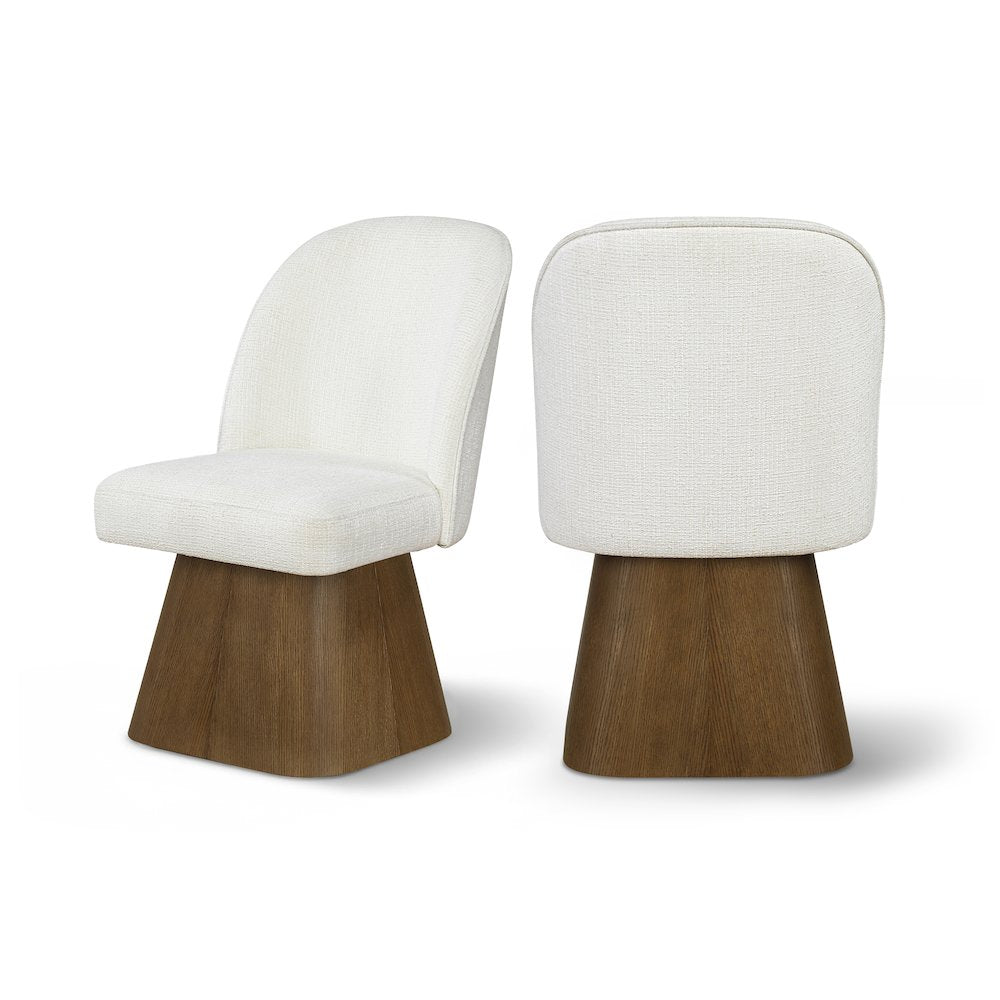 Marlowe Cream Linen Textured Fabric Upholstered Swivel Dining Side Chair