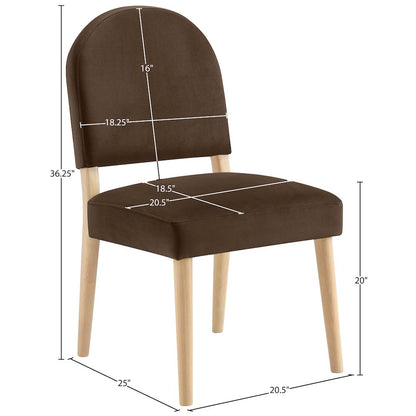 Varinelle Brown Velvet Upholstered Dining Chair, Set of 2