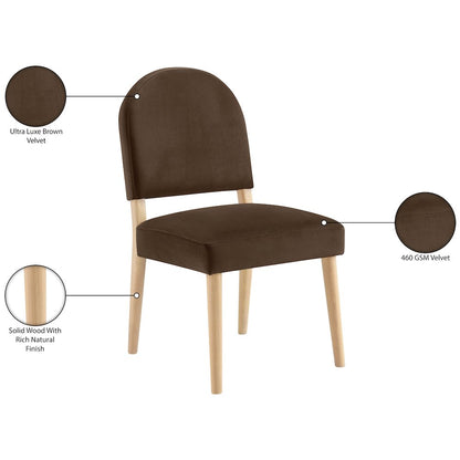 Varinelle Brown Velvet Upholstered Dining Chair, Set of 2