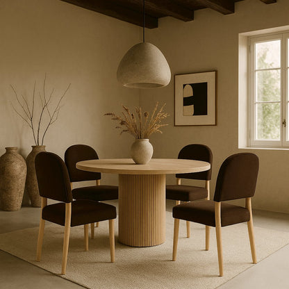 Varinelle Brown Velvet Upholstered Dining Chair, Set of 2