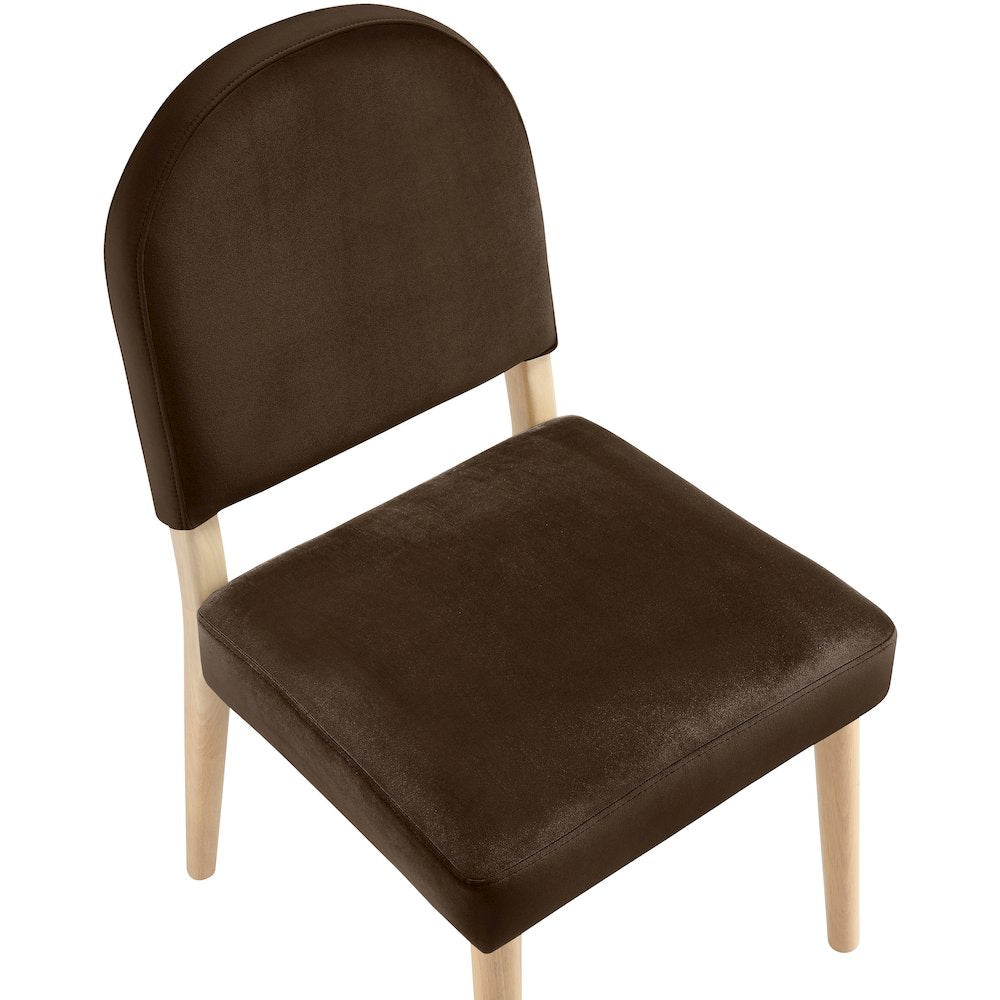 Varinelle Brown Velvet Upholstered Dining Chair, Set of 2