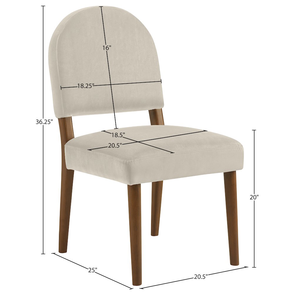 Varinelle Cream Velvet Upholstered Dining Chair, Set of 2