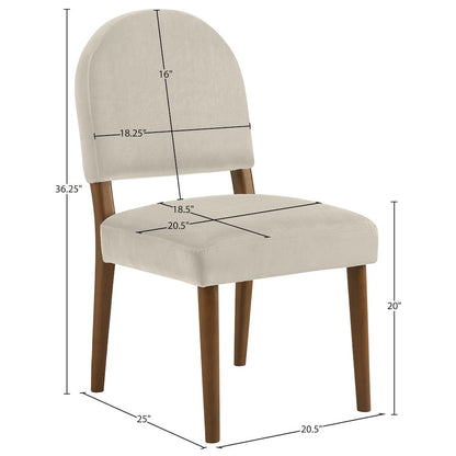 Varinelle Cream Velvet Upholstered Dining Chair, Set of 2