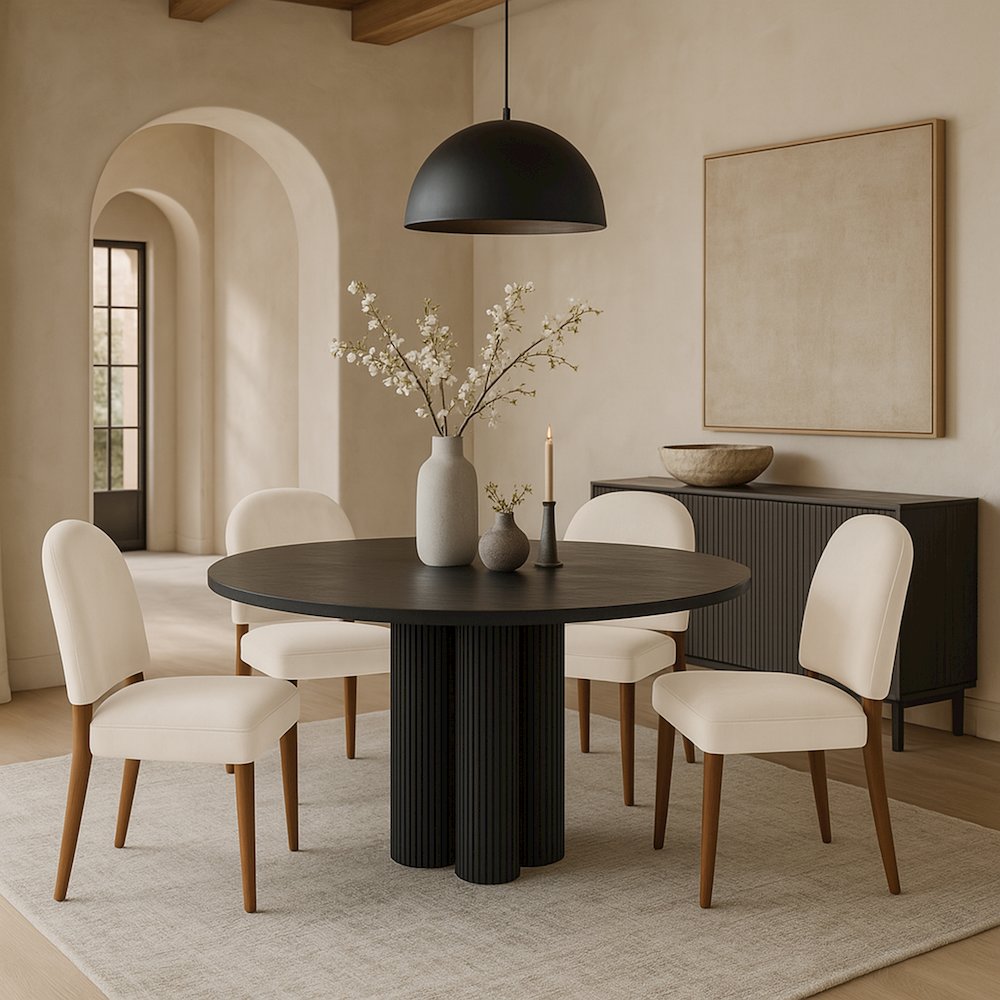 Varinelle Cream Velvet Upholstered Dining Chair, Set of 2