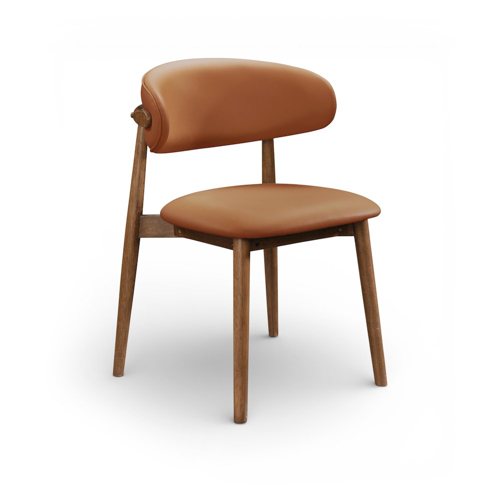 Leesa Cognac Vegan Leather Upholstered Dining Chair, Set of 2