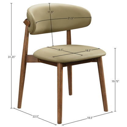 Leesa Khaki Vegan Leather Upholstered Dining Chair, Set of 2