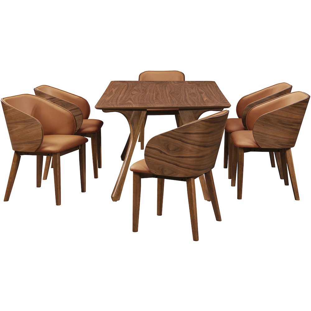 Glenwood Cognac Vegan Leather Upholstered Dining Chair, Set of 2