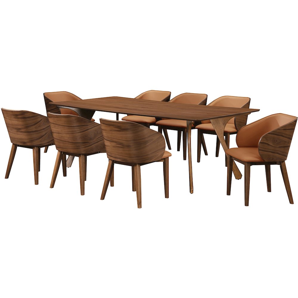Glenwood Cognac Vegan Leather Upholstered Dining Chair, Set of 2