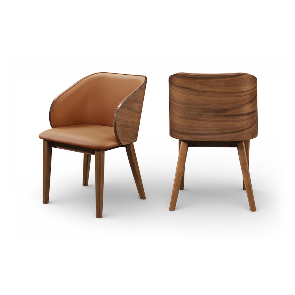 Glenwood Cognac Vegan Leather Upholstered Dining Chair, Set of 2