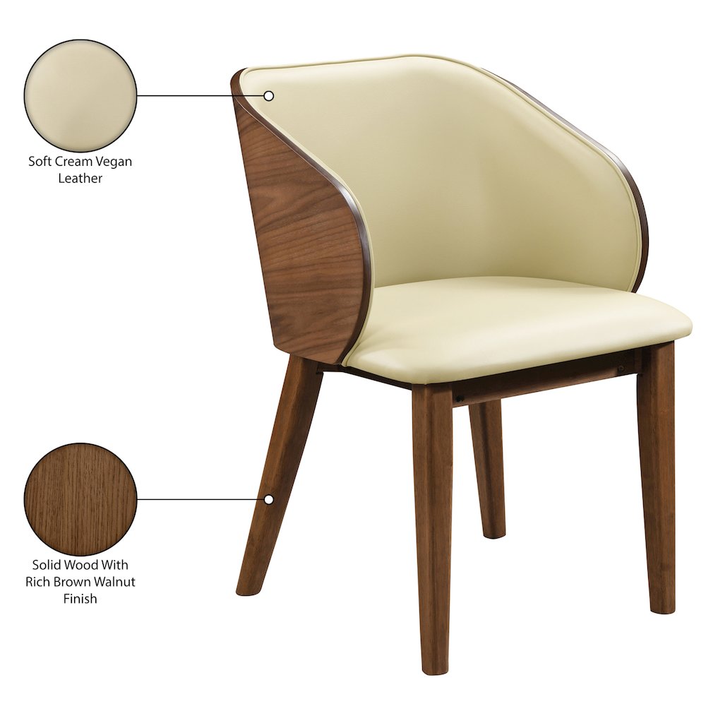 Glenwood Cream Vegan Leather Upholstered Dining Chair, Set of 2
