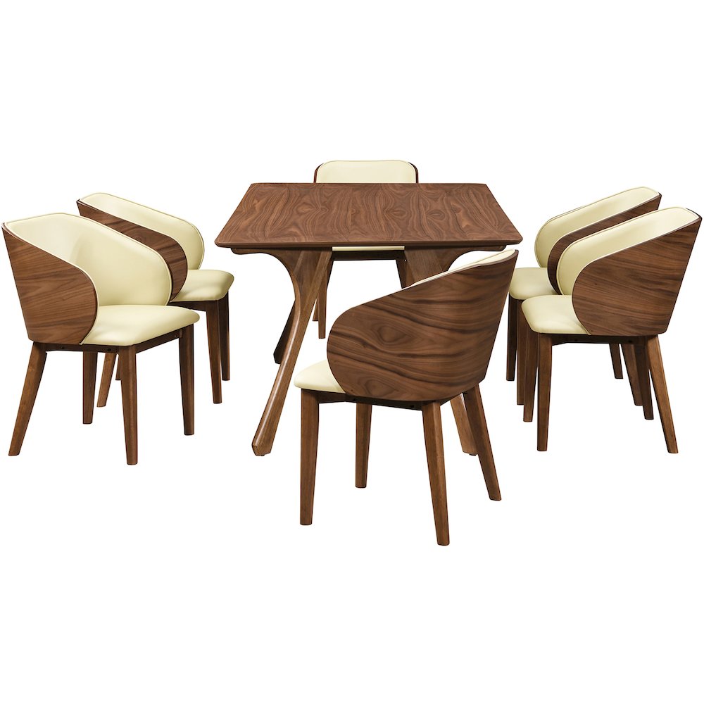 Glenwood Cream Vegan Leather Upholstered Dining Chair, Set of 2