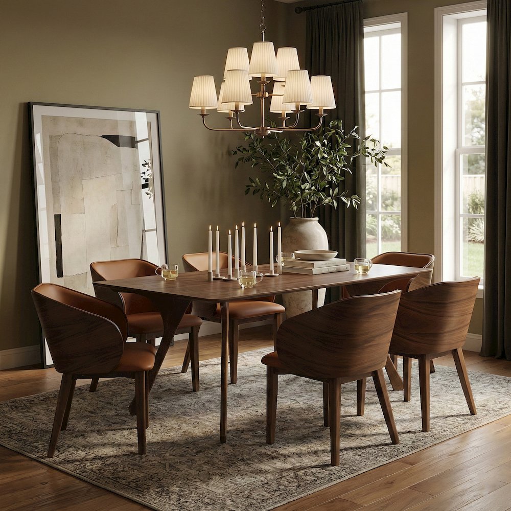 Glenwood 71" Brown Solid Wood And Walnut Veneer Dining Table