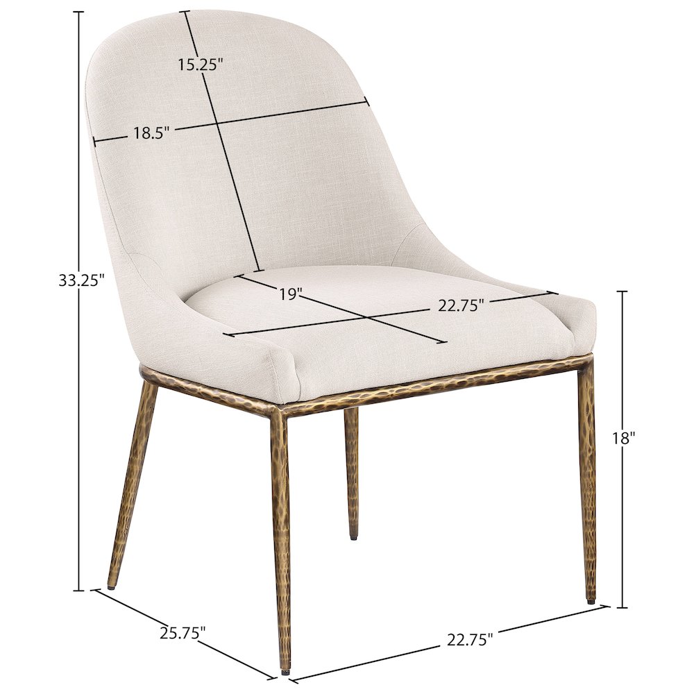 Ferro Beige Linen Textured Performance Fabric Upholstered Dining Side Chair