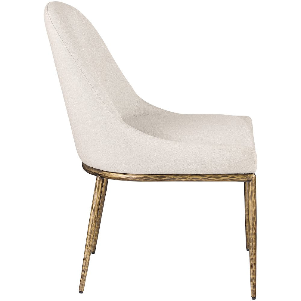 Ferro Beige Linen Textured Performance Fabric Upholstered Dining Side Chair