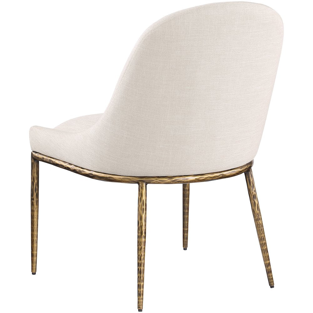 Ferro Beige Linen Textured Performance Fabric Upholstered Dining Side Chair