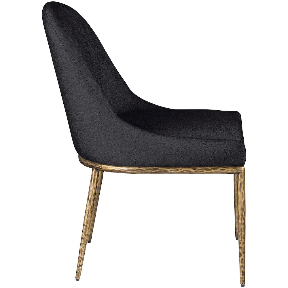 Ferro Black Linen Textured Performance Fabric Upholstered Dining Side Chair
