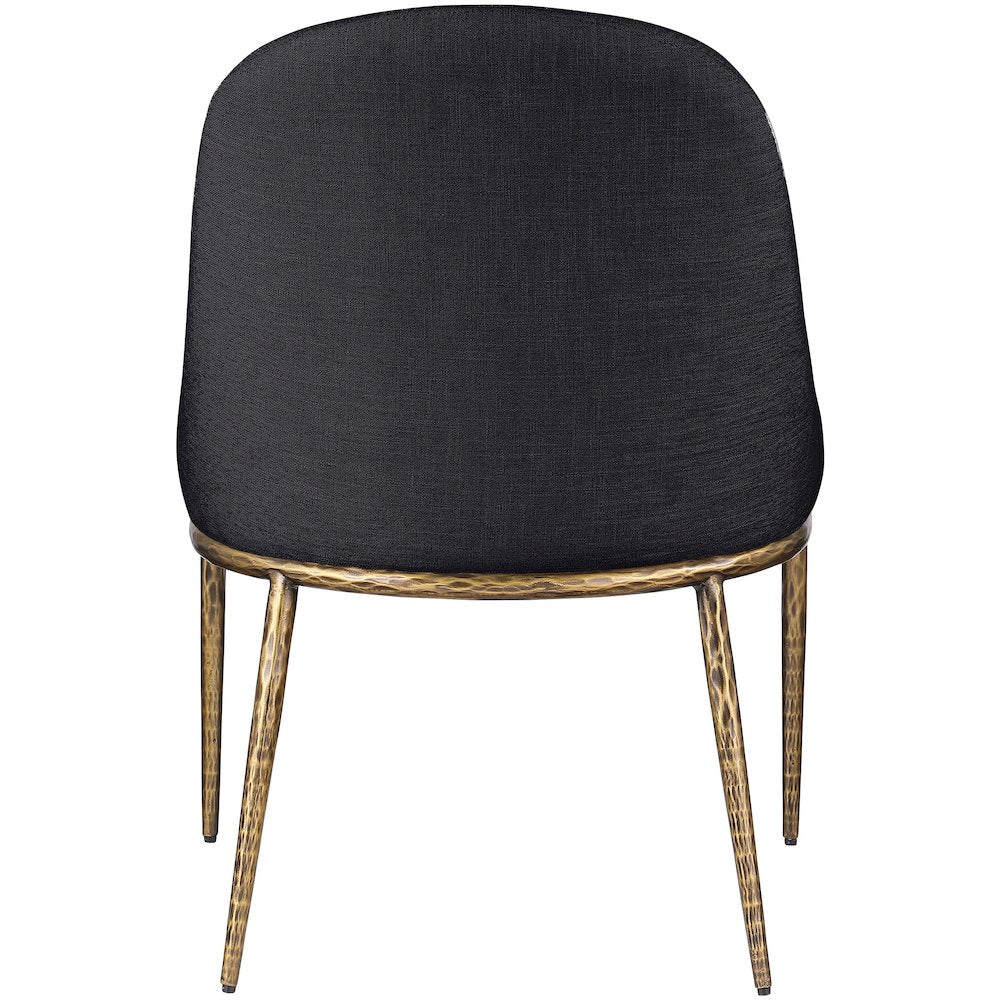 Ferro Black Linen Textured Performance Fabric Upholstered Dining Side Chair