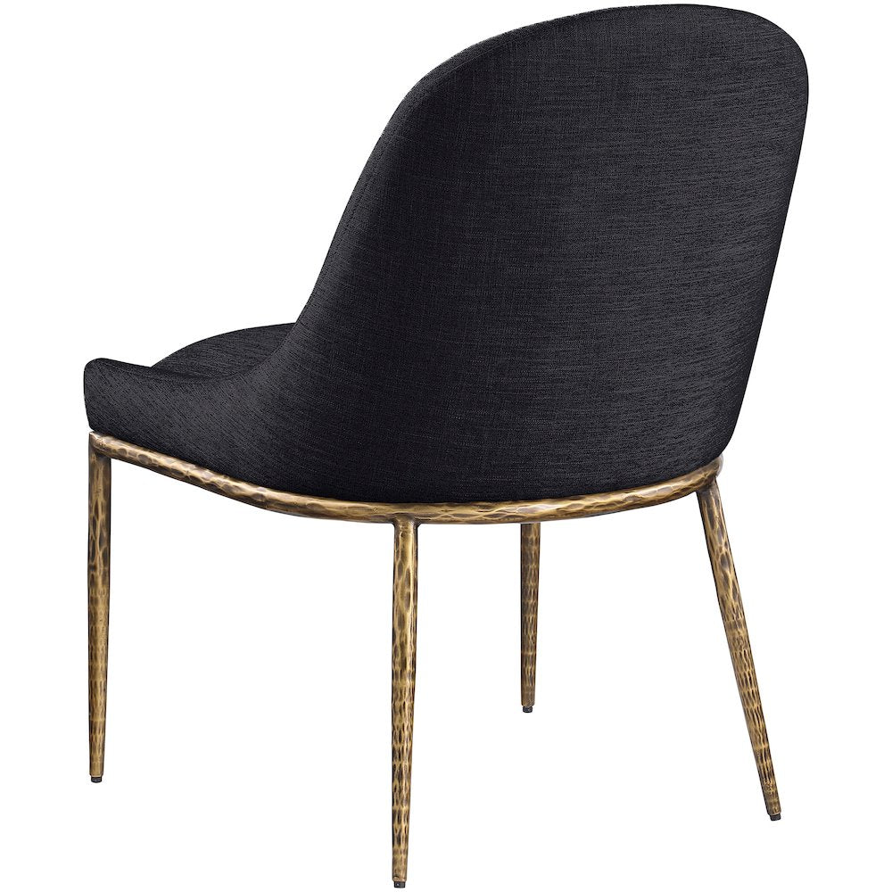 Ferro Black Linen Textured Performance Fabric Upholstered Dining Side Chair