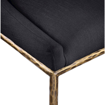 Ferro Black Linen Textured Performance Fabric Upholstered Dining Side Chair